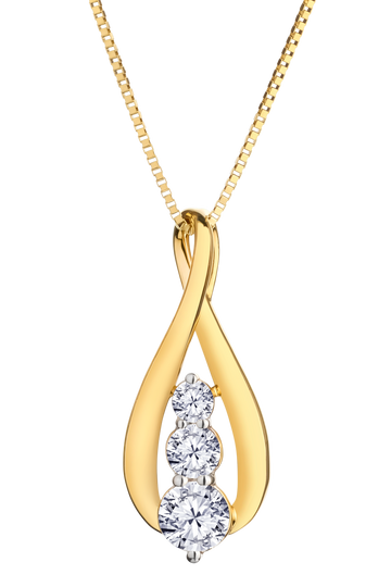 .33 Carat of Lab Grown Diamonds "Past, Present, Future" Pendant, 10kt Yellow Gold.....................NOW