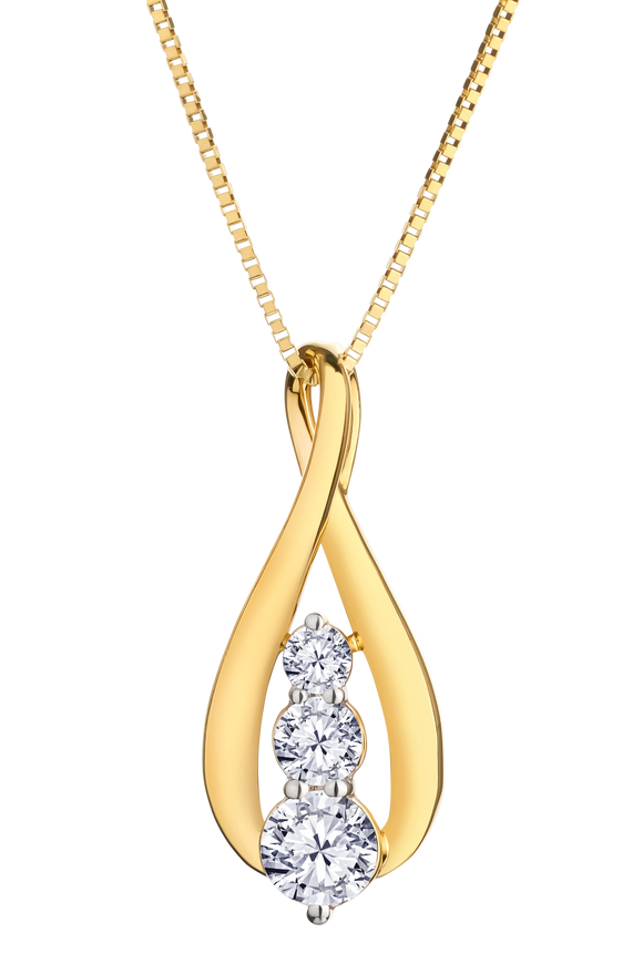 .33 Carat of Lab Grown Diamonds "Past, Present, Future" Pendant, 10kt Yellow Gold.....................NOW