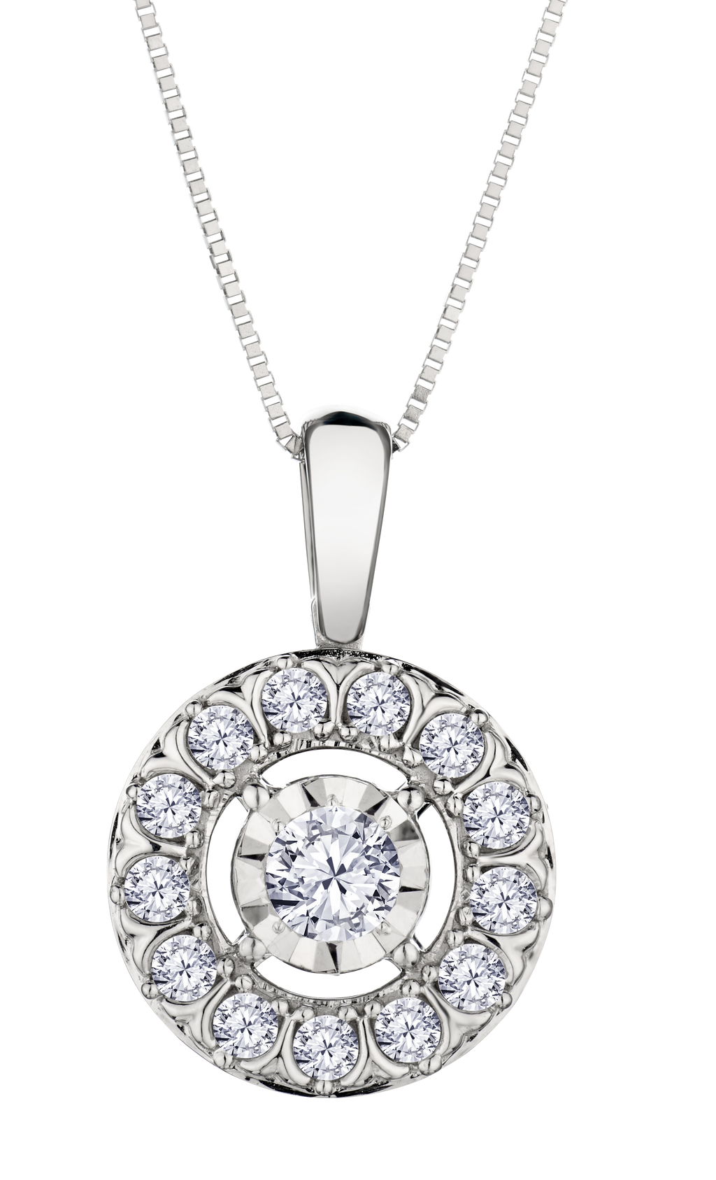 2.00 Carat of Lab Grown Diamonds Miracle Halo Pendant, 10kt White Gold.....................NOW