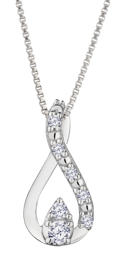 .09 Carat of Lab Grown Diamonds Infinity Pendant, Silver.....................NOW