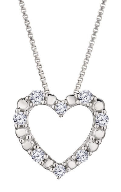 .10 Carat of Lab Grown Diamonds Heart Pendant, Silver.....................NOW