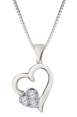 .09 Carat of Lab Grown Diamonds Heart Pendant, Silver.....................NOW - Griffin Jewellery Designs