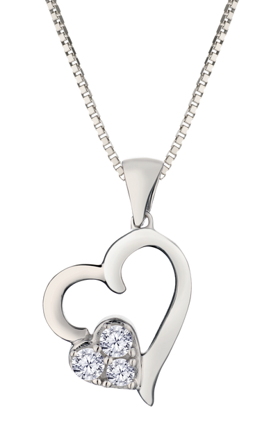 .09 Carat of Lab Grown Diamonds Heart Pendant, Silver.....................NOW