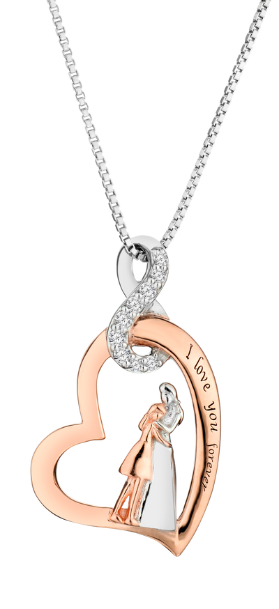 .06 Carat of Lab Grown Diamonds "I Love You Forever" Heart Pendant, Rose Gold Plated.....................NOW - Griffin Jewellery Designs