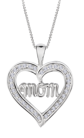 .25 Carat of Lab Grown Diamonds "Mom" Heart Pendant, Sterling Silver.....................NOW - Griffin Jewellery Designs