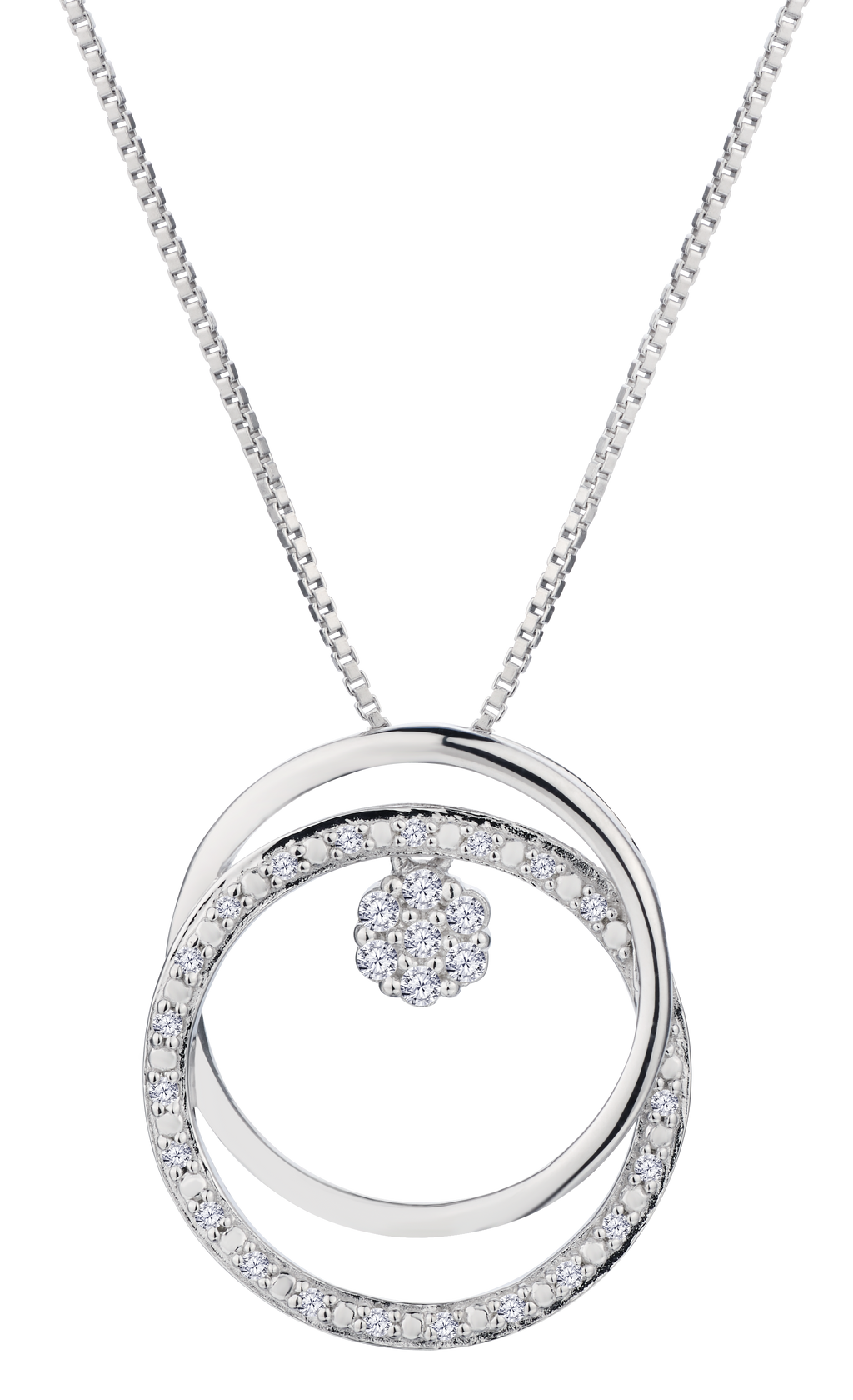 .10 Carat of Lab Grown Diamonds Double Circle Pendant, Sterling Silver.....................NOW
