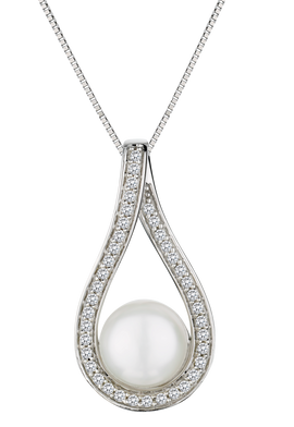 Pearl and .20 Carat of Diamonds Pendant, 10kt White Gold.....................NOW