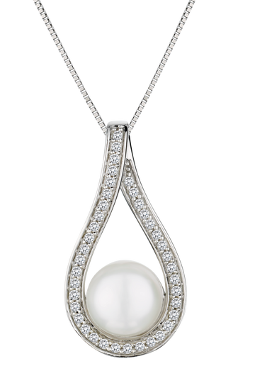 Pearl and .20 Carat of Diamonds Pendant, 10kt White Gold.....................NOW