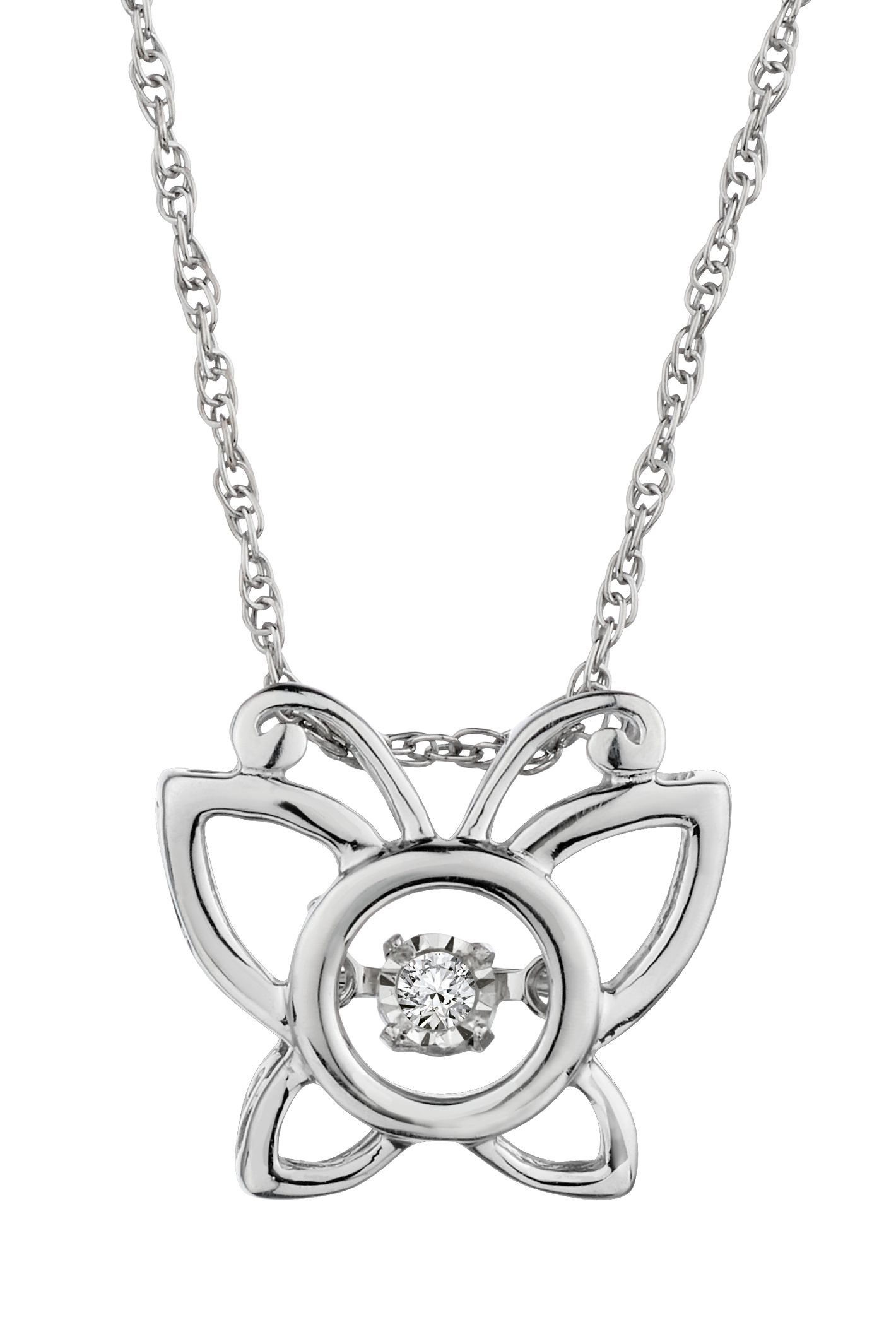 .025 Carat of Diamond, "Shimmer" Butterfly Pendant, Sterling Silver.....................NOW
