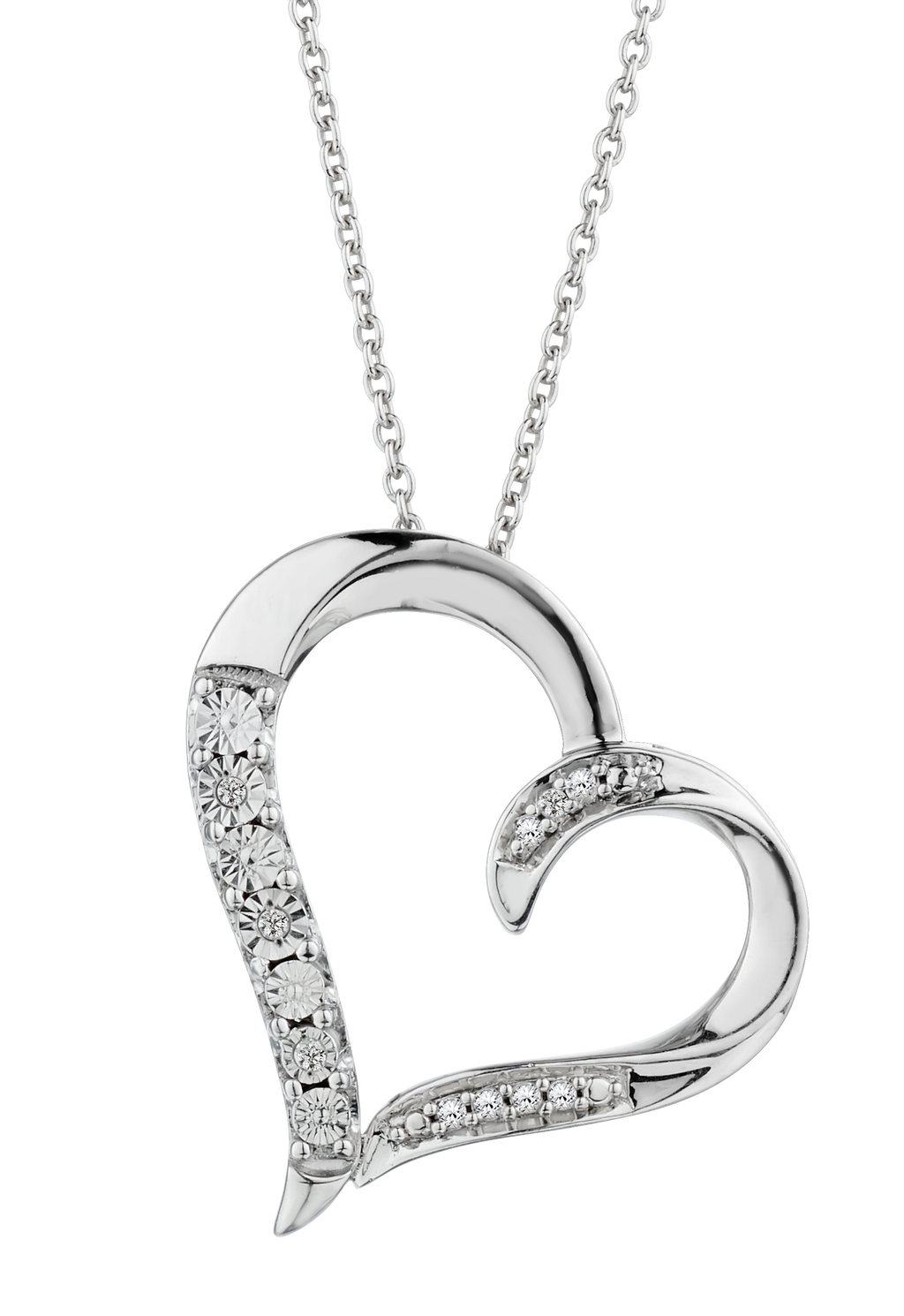 .05 Carat of Diamonds Miracle Heart Pendant, Silver.....................NOW
