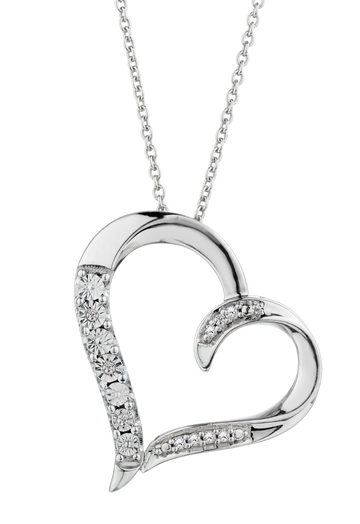.05 Carat of Diamonds Miracle Heart Pendant, Silver.....................NOW