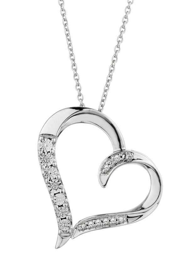 .05 Carat of Diamonds Miracle Heart Pendant, Silver.....................NOW