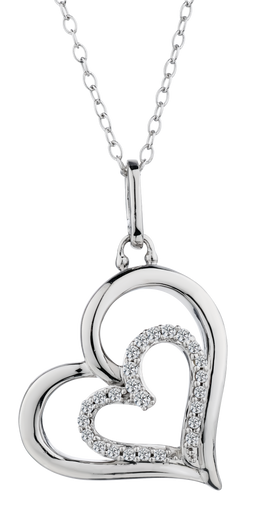 .15 Carat of Diamonds Double Heart Pendant, Silver.....................NOW