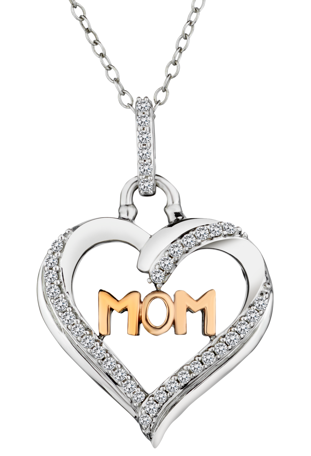 .21 Carat of Diamonds "Mom" Heart Pendant, Silver.....................NOW