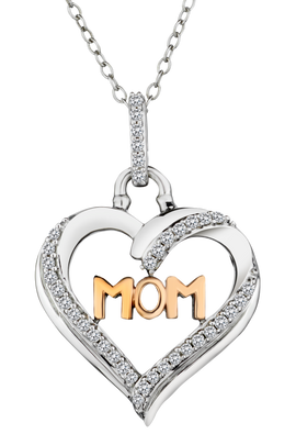.21 Carat of Diamonds "Mom" Heart Pendant, Silver.....................NOW
