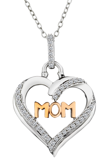 .21 Carat of Diamonds "Mom" Heart Pendant, Silver.....................NOW