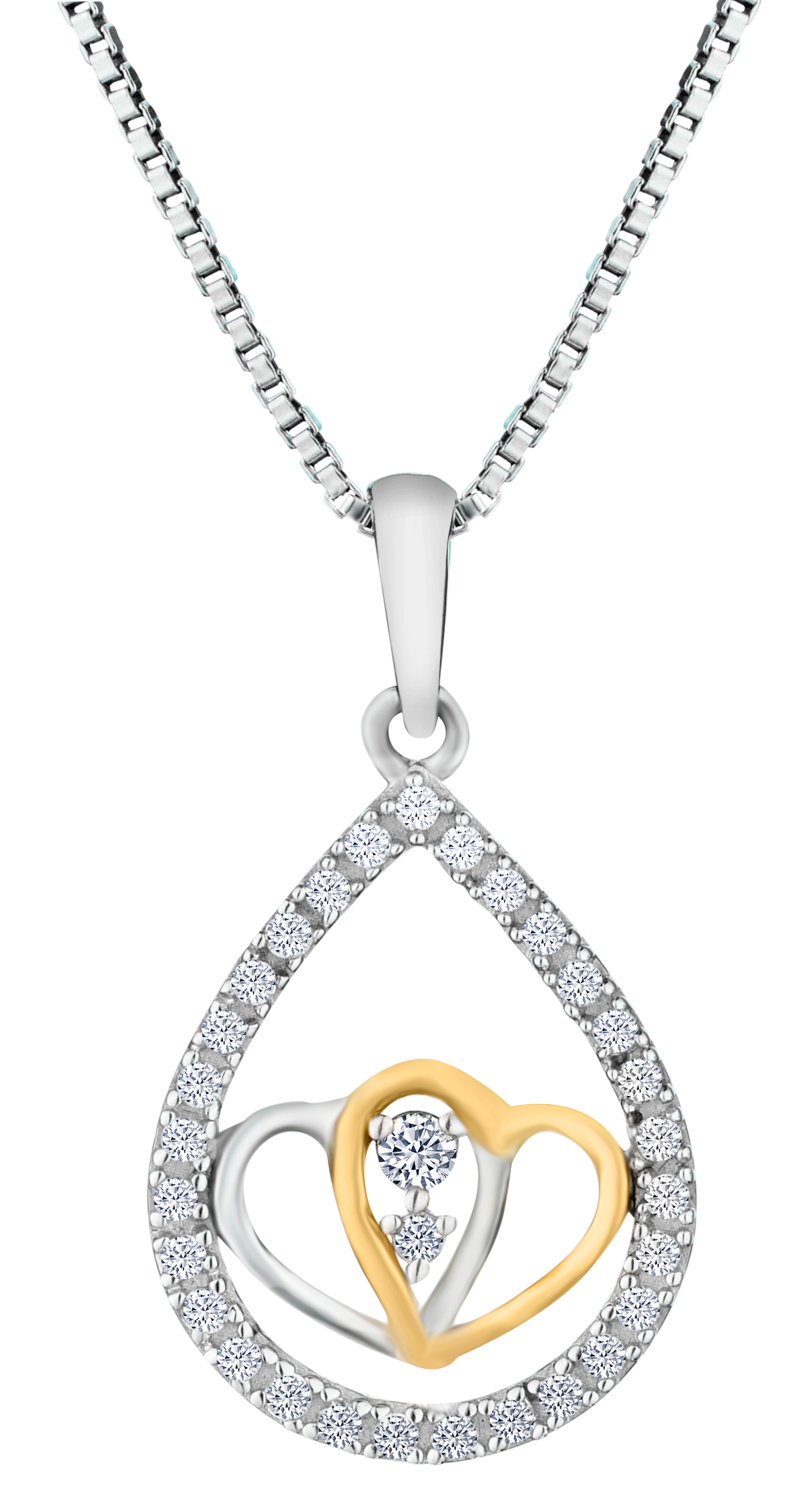 .10 Carat of Diamonds Pear Shaped "Double Hearts" Pendant, Silver.....................NOW