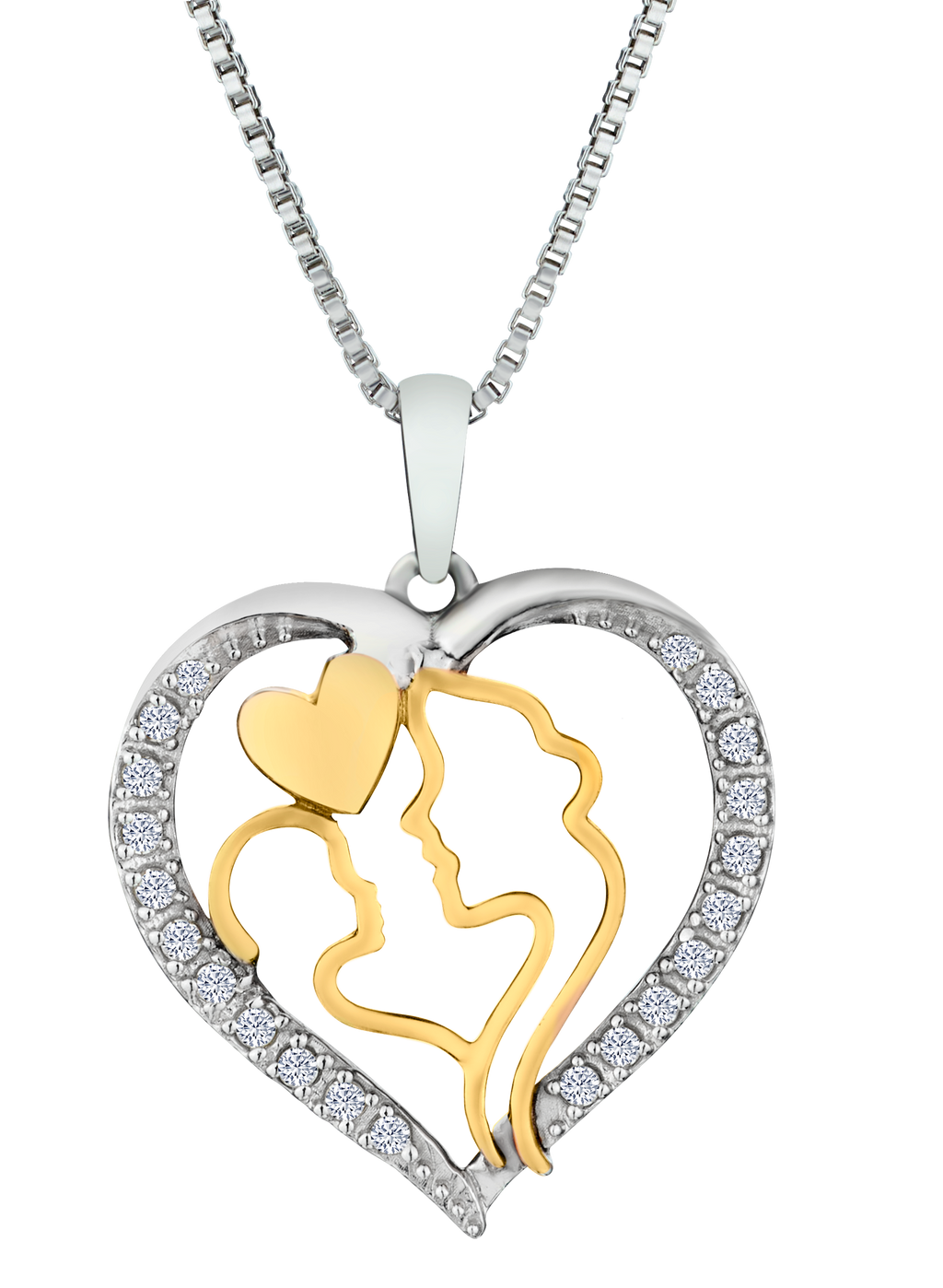 .09 Carat of Diamond "Mom & Child" Heart Pendant, Silver.....................NOW