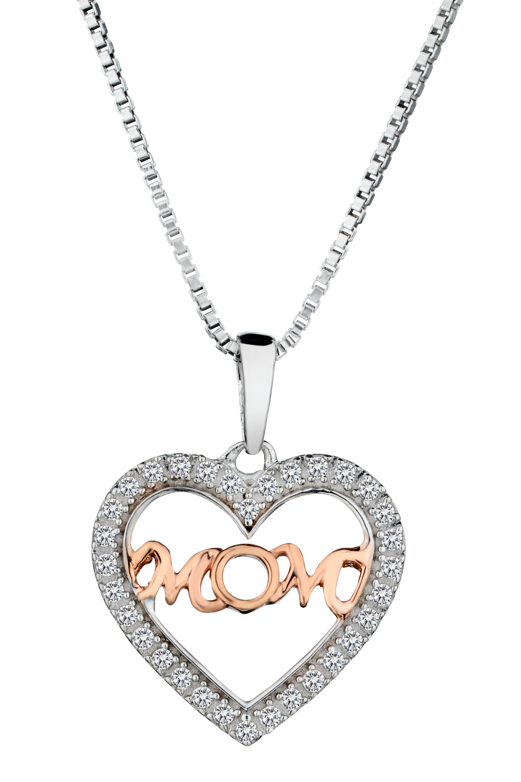 .10 Carat of Diamonds "Mom" Heart Pendant, Silver.....................NOW