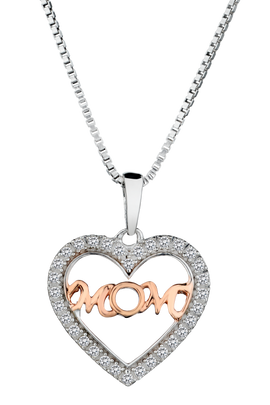 .10 Carat of Diamonds "Mom" Heart Pendant, Silver.....................NOW