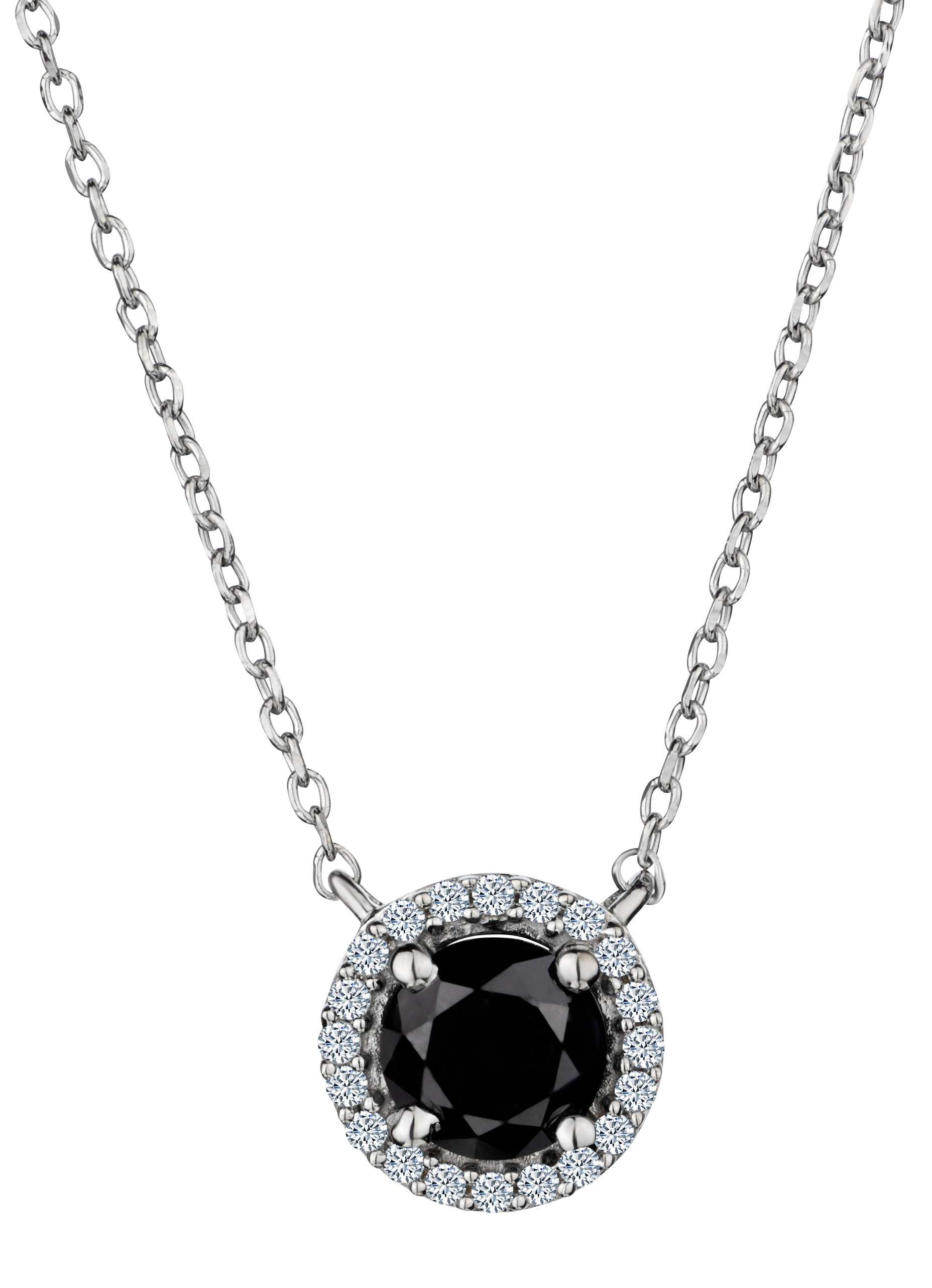 1.00 Carat of Black and White Diamonds Halo Pendant, Silver.....................NOW