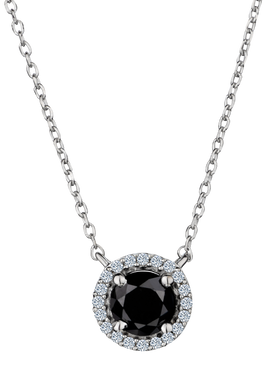 1.00 Carat of Black and White Diamonds Halo Pendant, Silver.....................NOW