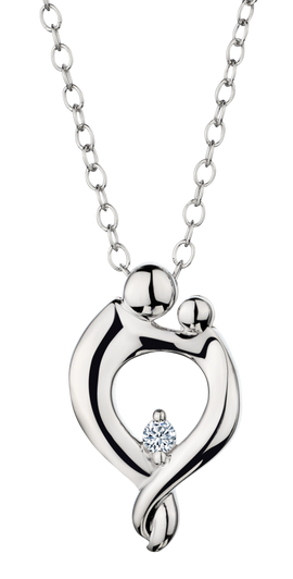 .03 Carat of Diamond "Mother & Child" Pendant, Silver.....................NOW