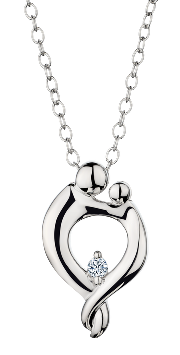 .03 Carat of Diamond "Mother & Child" Pendant, Silver.....................NOW