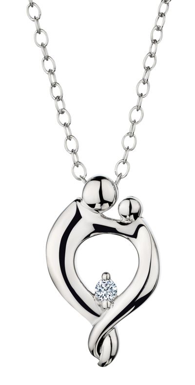 .03 Carat of Diamond "Mother & Child" Pendant, Silver.....................NOW