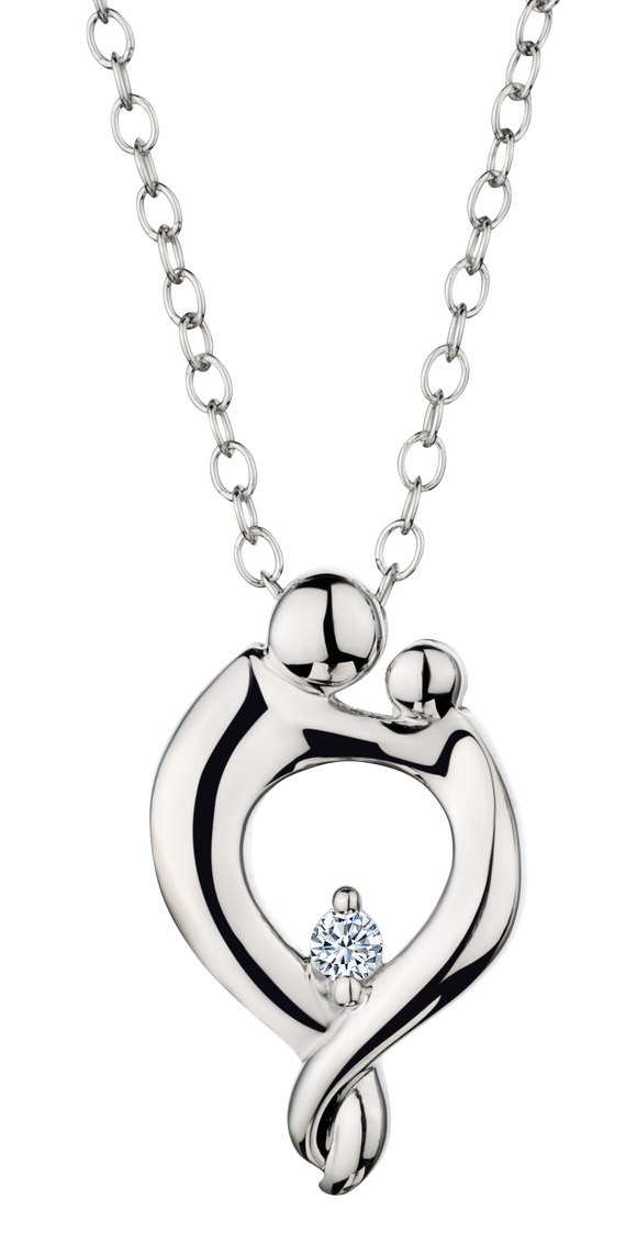 .03 Carat of Diamond "Mother & Child" Pendant, Silver.....................NOW