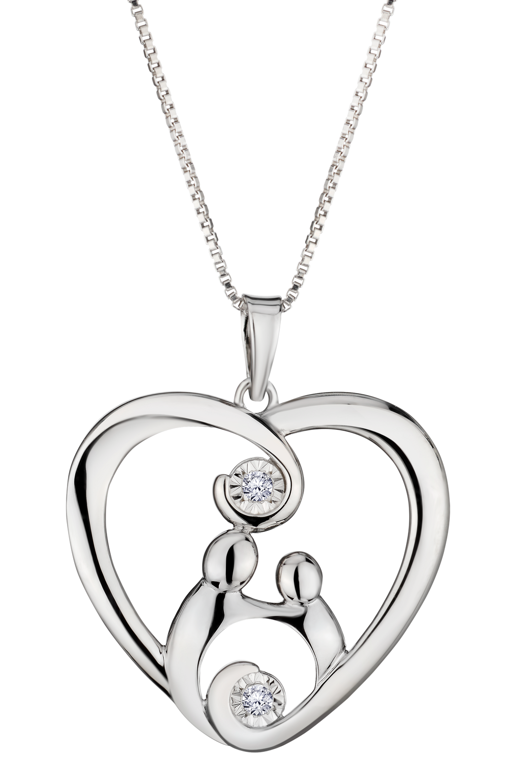 .04 Carat Of Diamonds "Mother & Child" Pendant, Silver