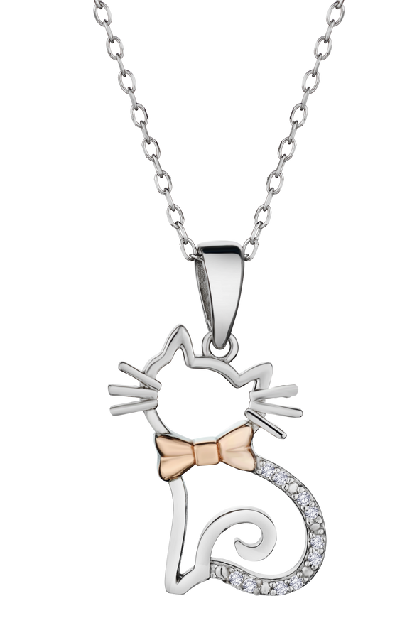 .03 Carat Diamond "Cat" Pendant, Rose Gold Plated & Sterling Silver.....................NOW - Griffin Jewellery Designs