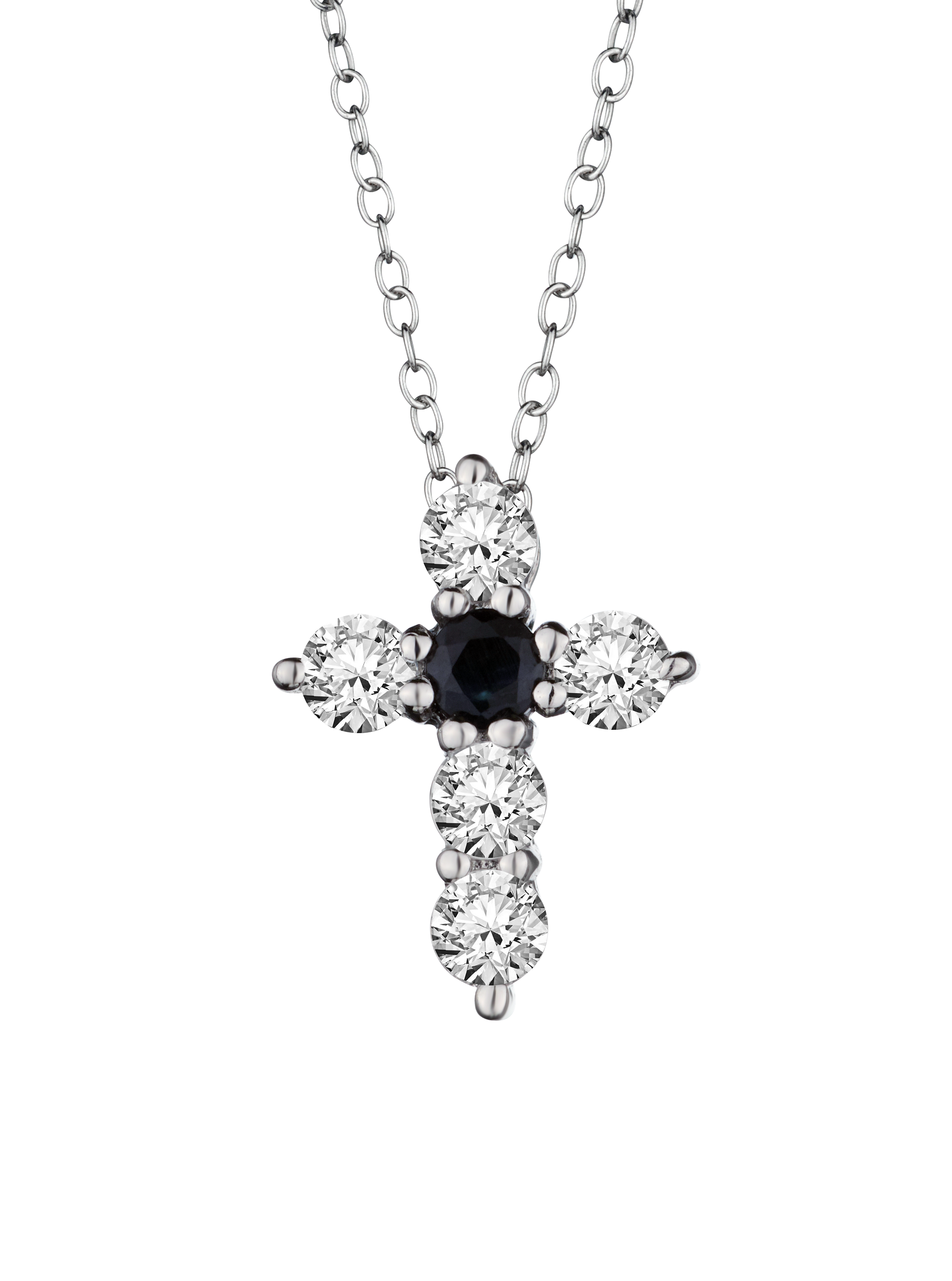 Genuine Black Sapphire & White Topaz Cross Pendant, Silver.....................NOW