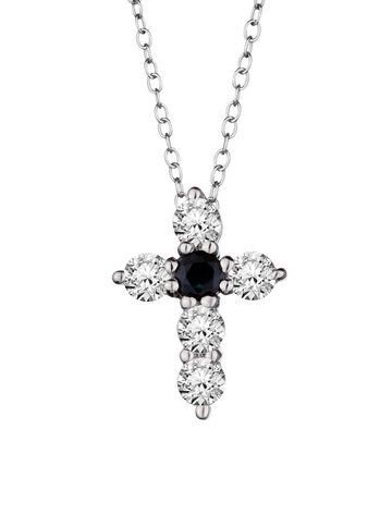 Genuine Black Sapphire & White Topaz Cross Pendant, Silver.....................NOW - Griffin Jewellery Designs
