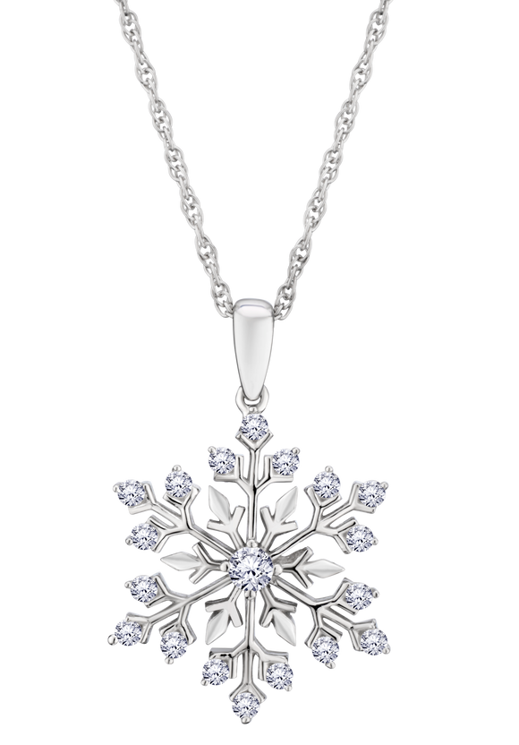 Created White Sapphire "Snowflake" Pendant, Silver.....................NOW