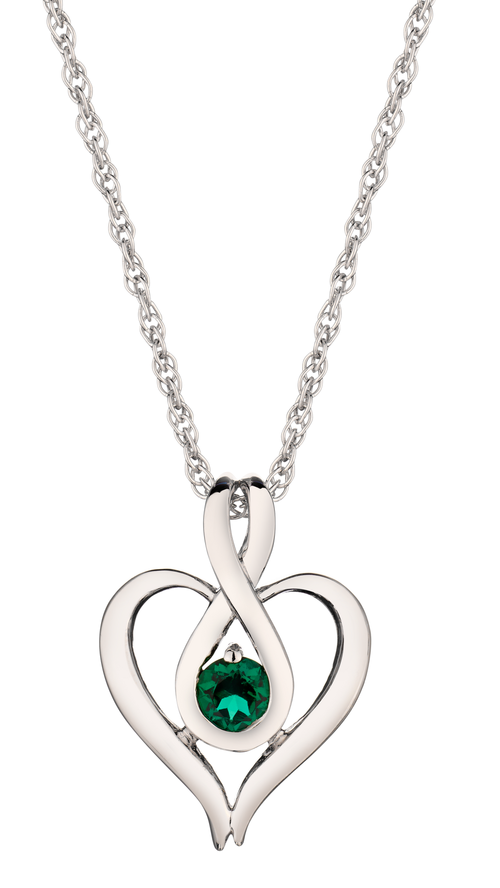 Created Emerald Heart Pendant, Sterling Silver.....................NOW
