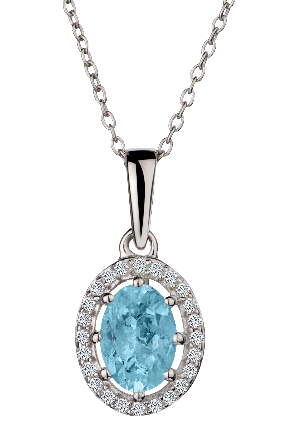 Genuine Aquamarine & Zircon Pendant, Silver.....................NOW