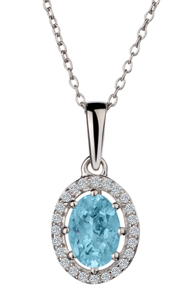 Genuine Aquamarine & Zircon Pendant, Silver.....................NOW