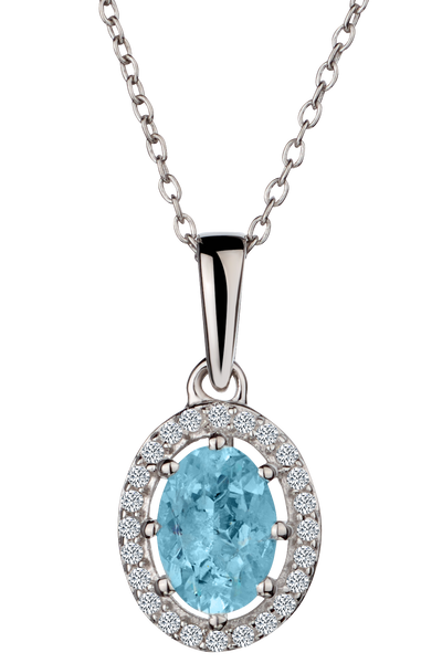Genuine Aquamarine & Zircon Pendant, Silver.....................NOW