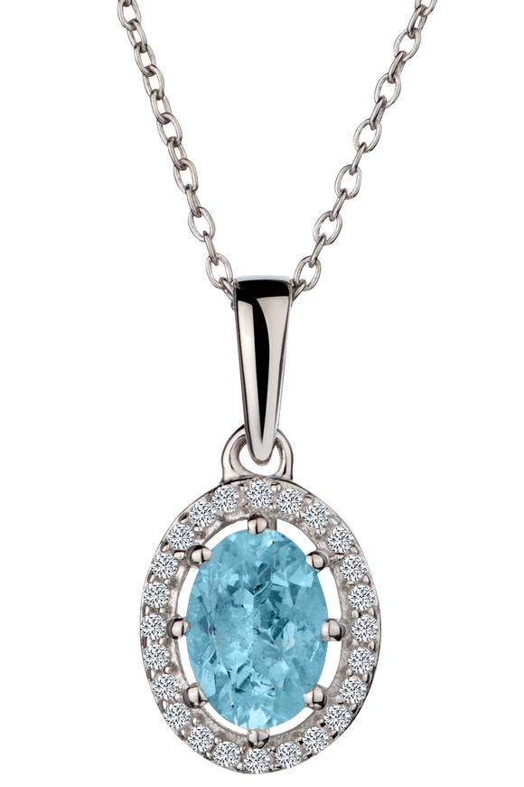Genuine Aquamarine & Zircon Pendant, Silver.....................NOW
