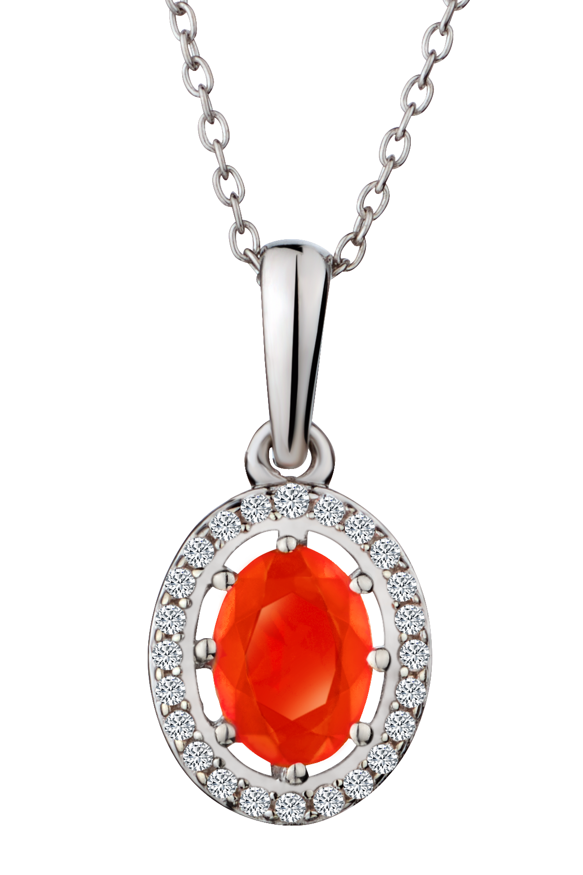 Genuine Orange Ethiopian Opal & White Zircon Pendant, Silver.....................NOW