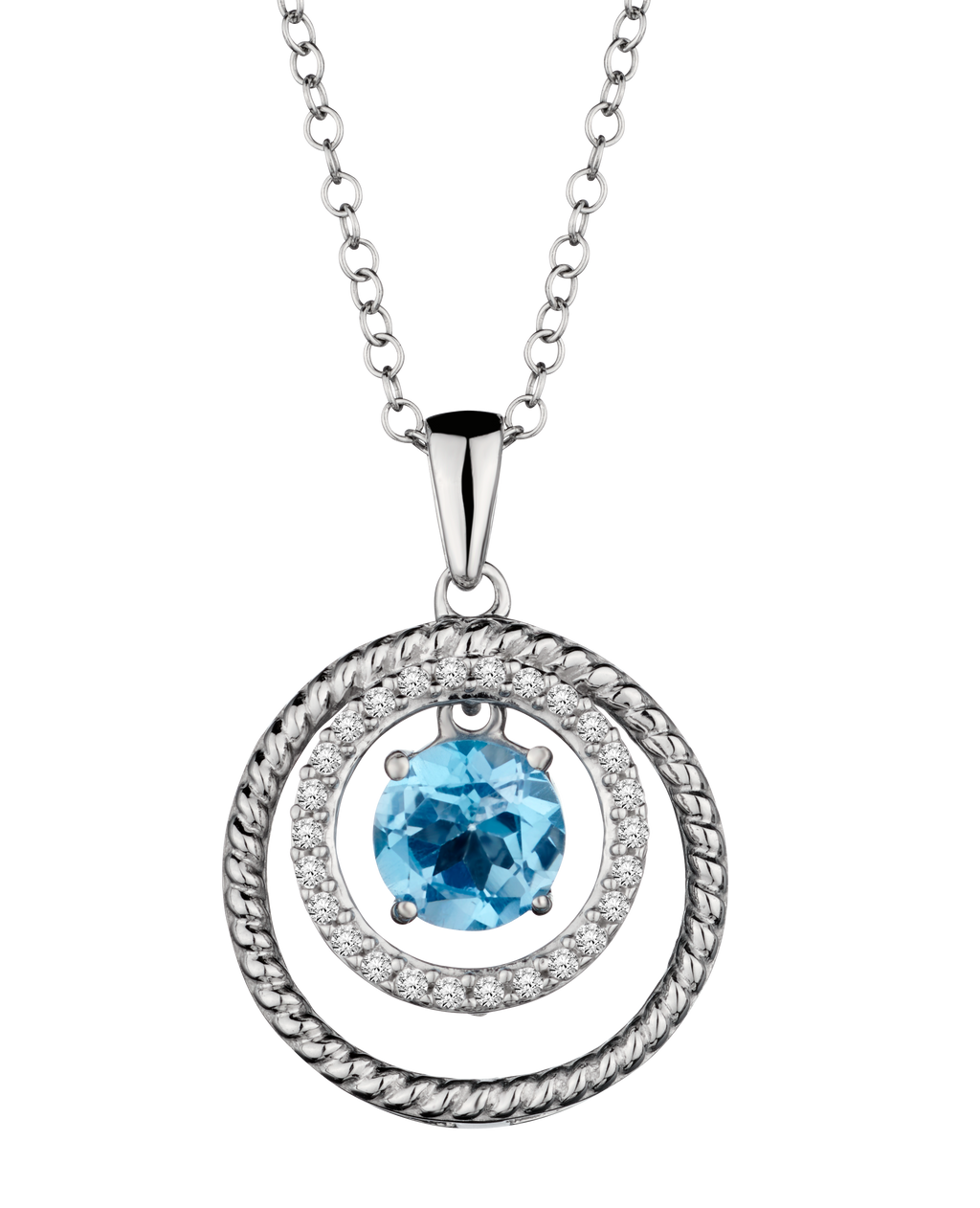 Silver, Genuine Blue & White Topaz, "Shimmer" Pendant.....................NOW