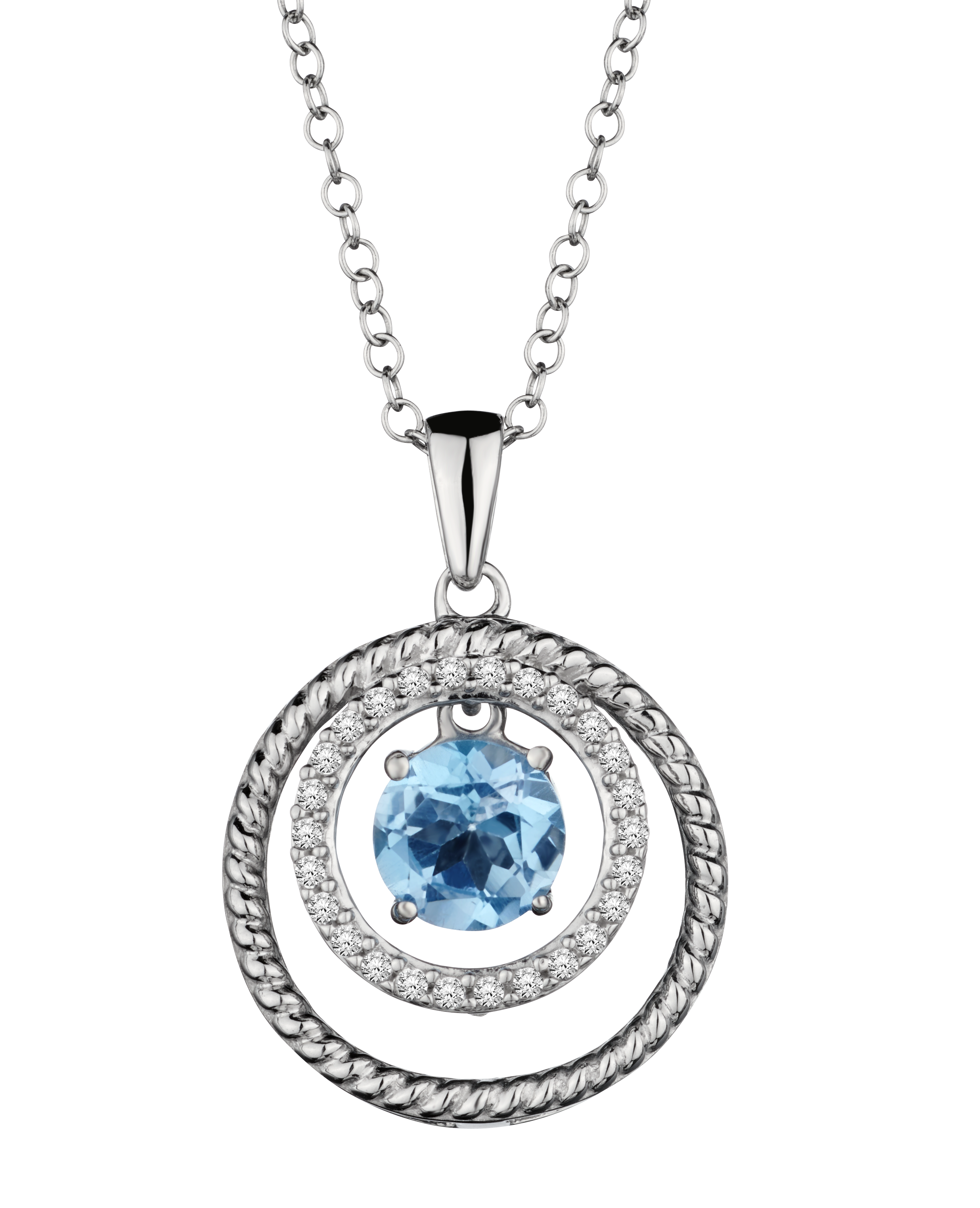Silver, Genuine Blue & White Topaz, "Shimmer" Pendant.....................NOW