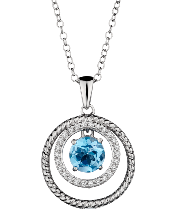 Silver, Genuine Blue & White Topaz, "Shimmer" Pendant.....................NOW