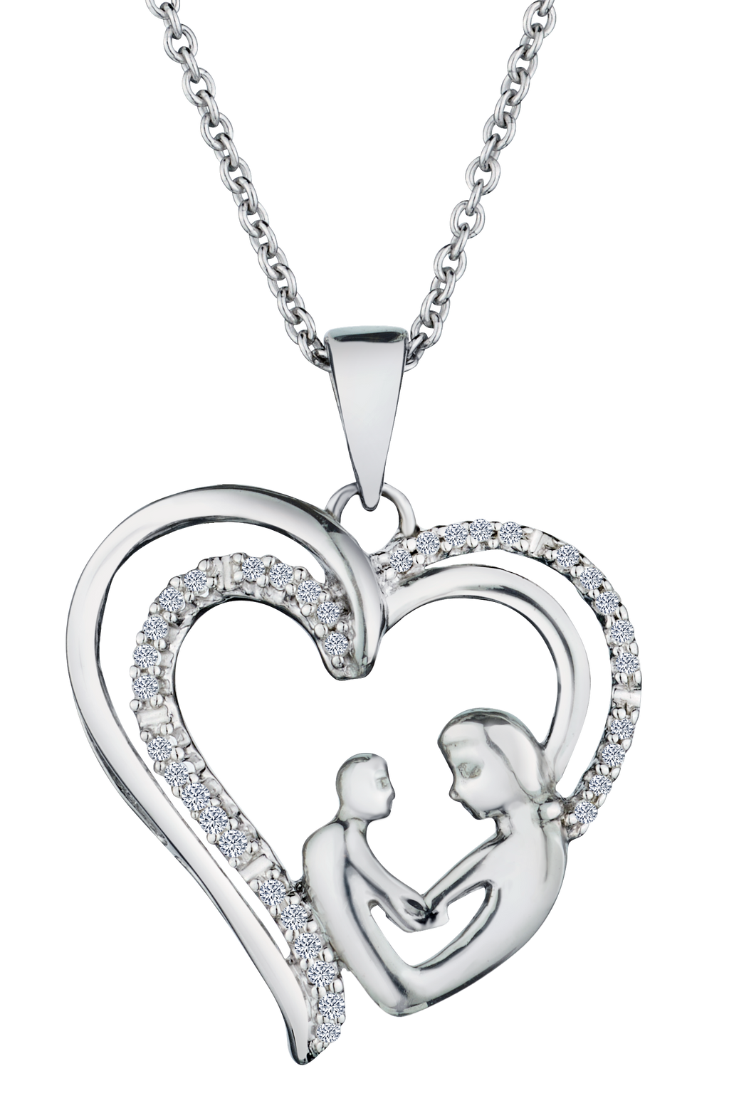 .11 Carat of Diamonds "Mom & Child" Heart Pendant, Silver.....................NOW