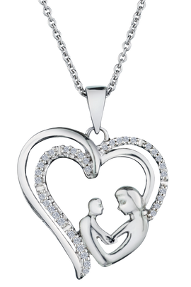 .11 Carat of Diamonds "Mom & Child" Heart Pendant, Silver.....................NOW