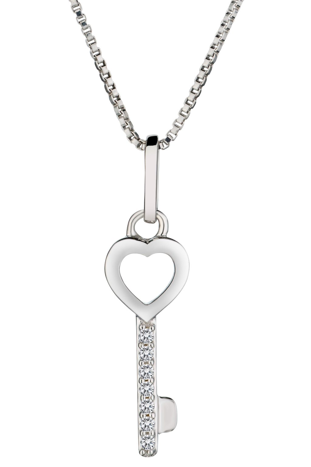 Created White Sapphire "Key to My Heart" Pendant, Silver.....................NOW