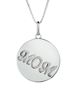 "Mom" Disc Pendant, Silver.....................NOW