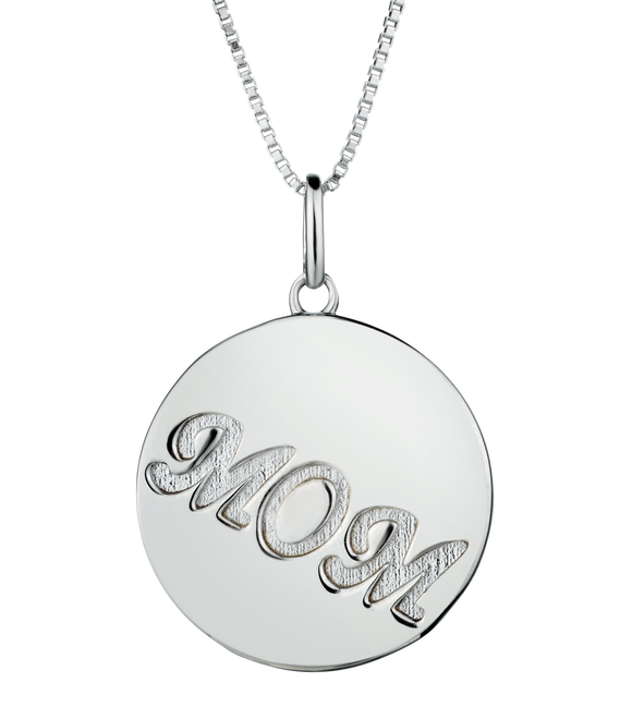"Mom" Disc Pendant, Silver.....................NOW