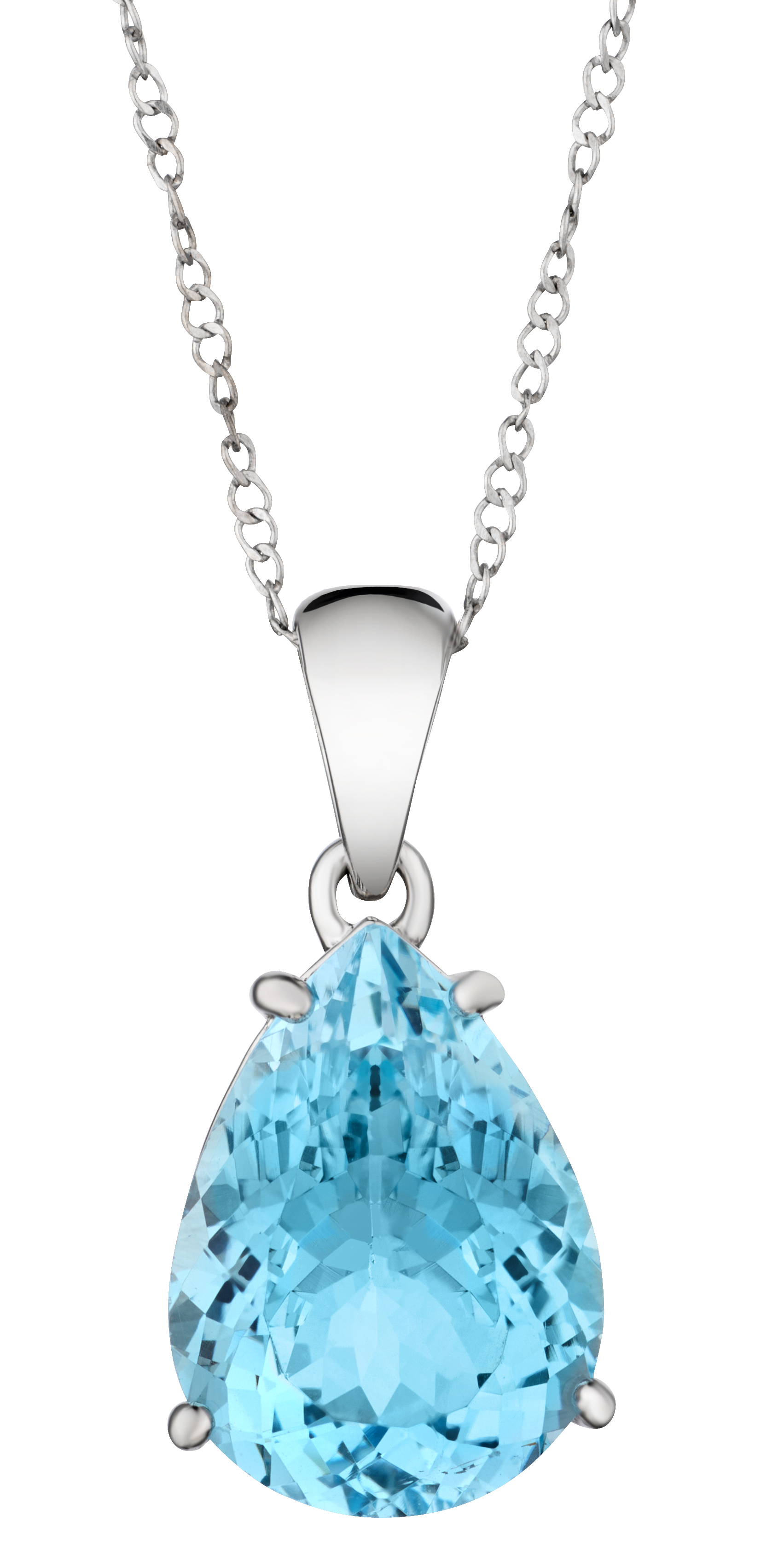 10.00 Carat of Genuine Blue Topaz Pear Shape Pendant, Silver.....................NOW